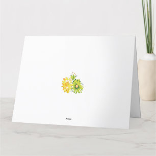Two yellow and green flowers on a white background thank you card