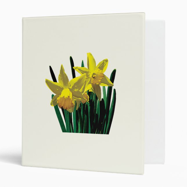 Two Yellow Daffodils 3 Ring Binder (Front/Inside)