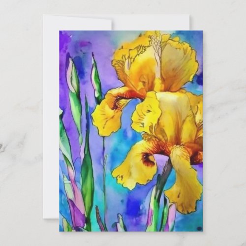 Two Yellow Irises in Watercolor Invitation