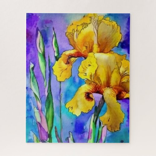 Two Yellow Irises in Watercolor Jigsaw Puzzle