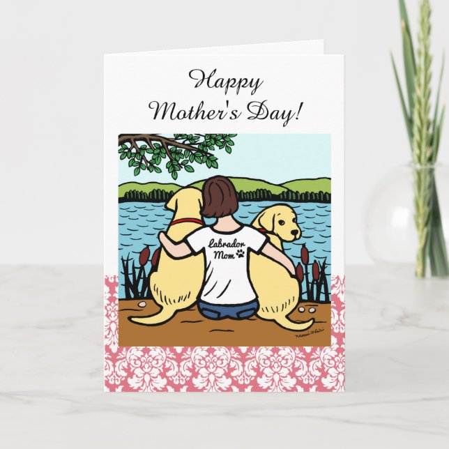 Two Yellow Labradors and Mom Card (Front)