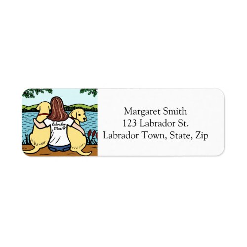 Two Yellow Labradors Mom Long Return Address Label