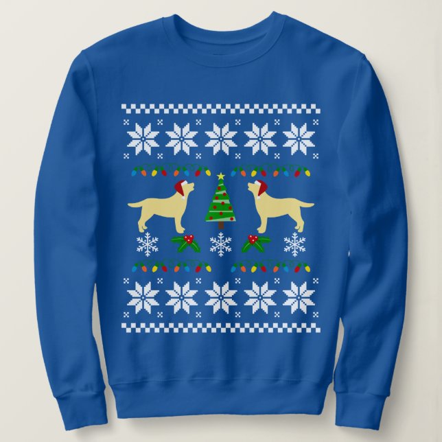 Two Yellow Labradors Santa Christmas Pattern Sweatshirt (Design Front)