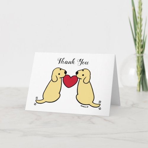 Two Yellow Labradors with Heart Thank You