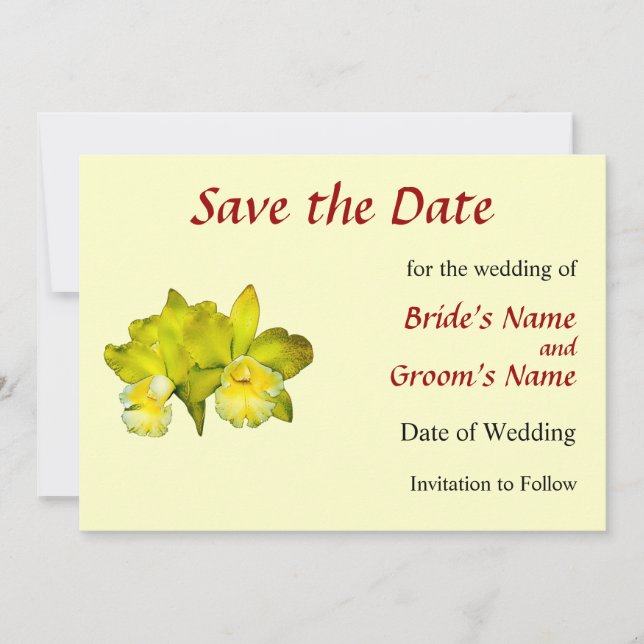 Two Yellow Orchids Save the Date (Front)