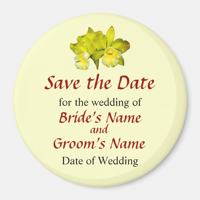 Two Yellow Orchids Save the Date Magnet (Front)