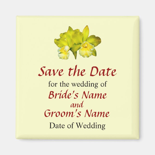 Two Yellow Orchids Save the Date Magnet (Front)