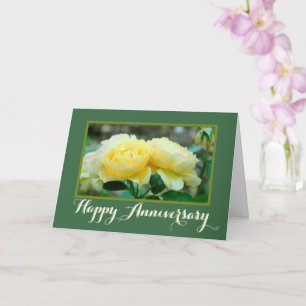 TWO YELLOW ROSES/HAPPY ANNIVERSARY CARD