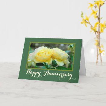 Two Yellow Roses/happy Anniversary Card by whatawonderfulworld at Zazzle
