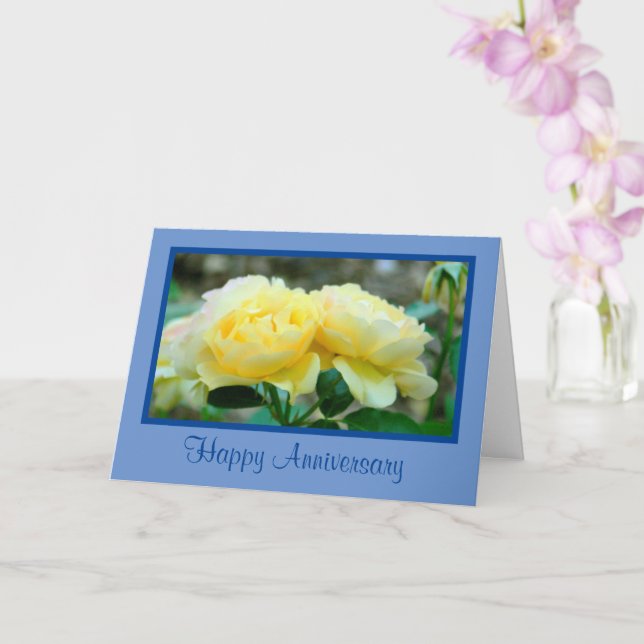 TWO YELLOW ROSES/HAPPY ANNIVERSARY/GREAT COUPLE CARD (Orchid)