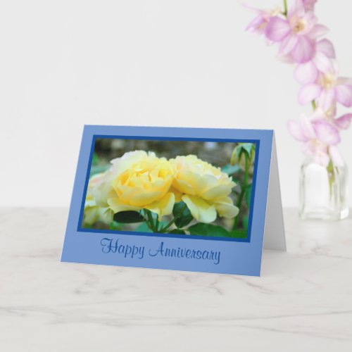 TWO YELLOW ROSESHAPPY ANNIVERSARYGREAT COUPLE CARD