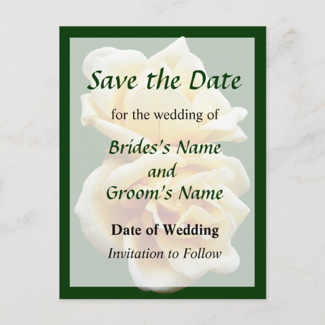 Two Yellow Roses Save the Date Announcement Postcard (Front)