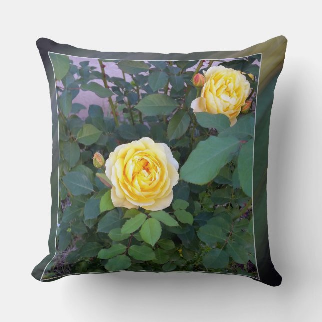 two yellow roses throw pillow (Front)