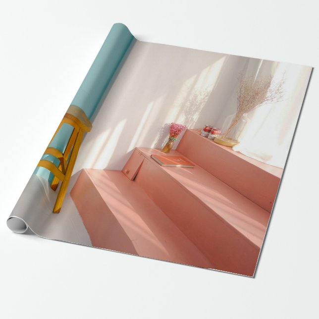 Two yellow wooden bar stools wrapping paper (Unrolled)