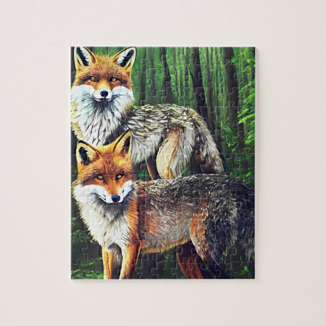 two young Foxes animal nature wildlife art Jigsaw Puzzle (Vertical)