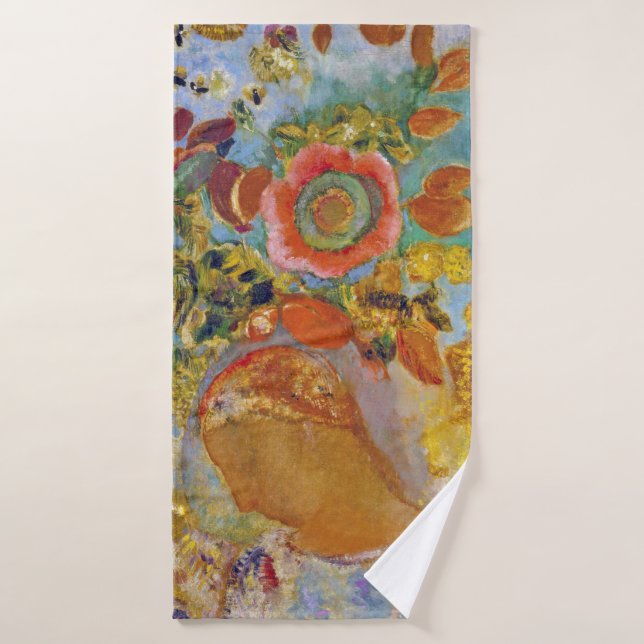 Two Young Girls among Flowers, Redon Bath Towel (Bath Towel)