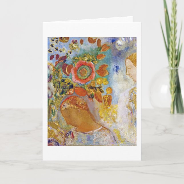 Two Young Girls among Flowers, Redon Card (Front)