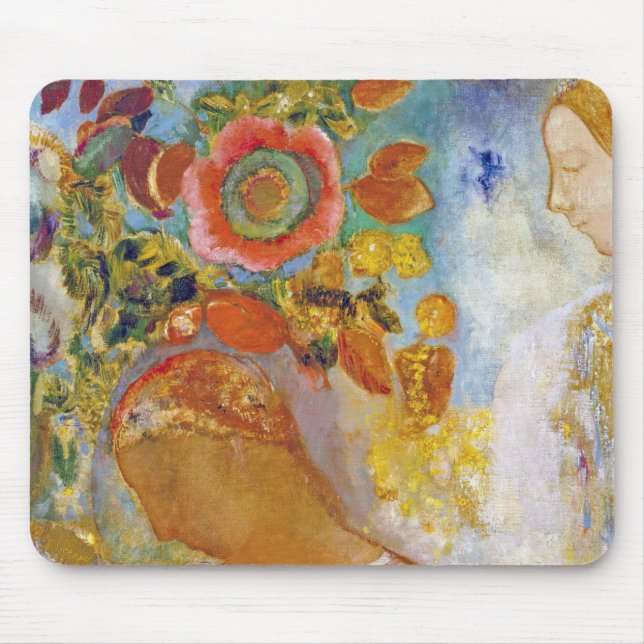 Two Young Girls among Flowers, Redon Mouse Pad (Front)