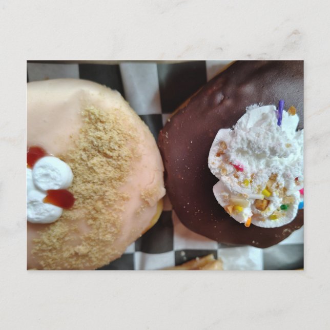 Two Yummy Donuts Ready to Enjoy Postcard (Front)