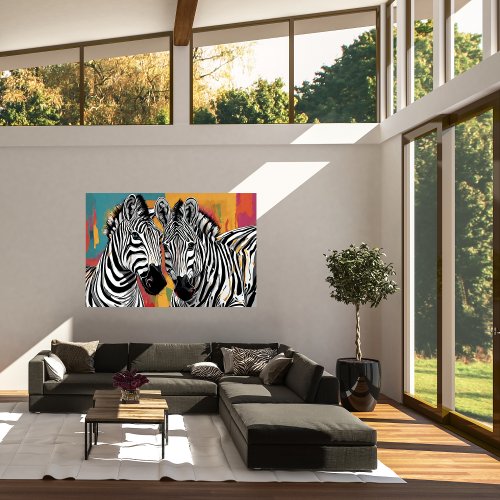 Two Zebras Modern Art Poster