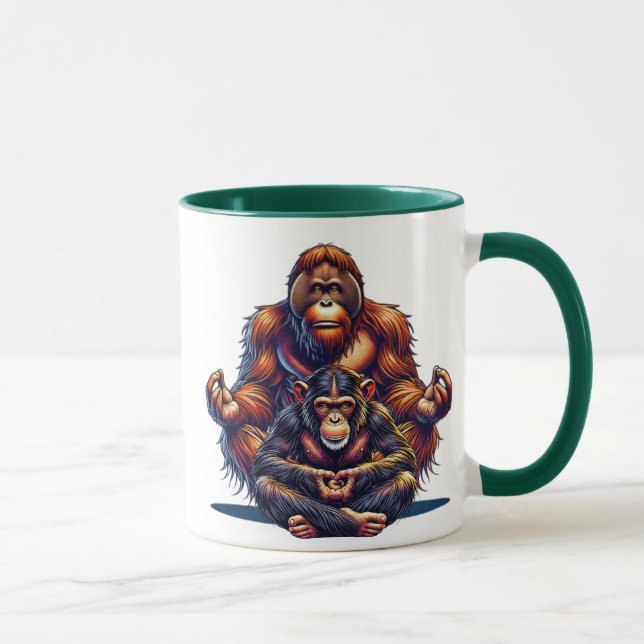 Two zen monkeys meditating. mug (Right)