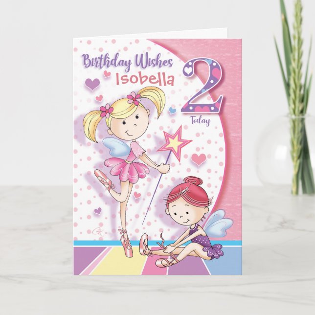 Twodles, Ballet Girls, 2nd Birthday Card (Front)