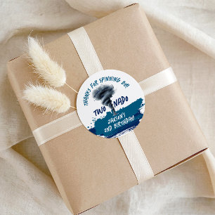 Twonado Twister Tornado Blue Grunge Birthday Classic Round Sticker