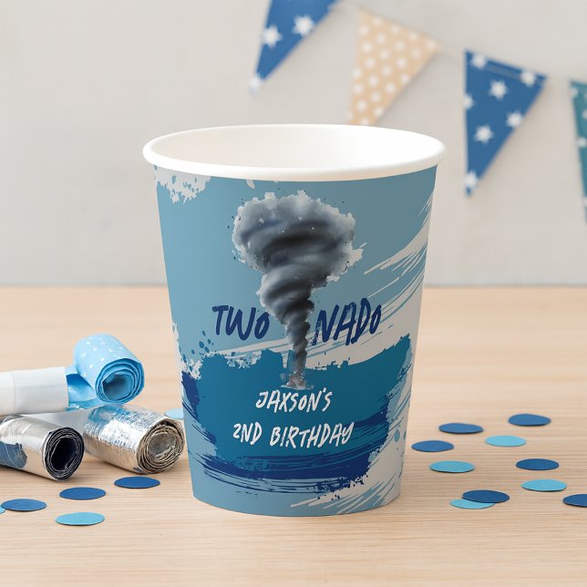 Twonado Twister Tornado Blue Grunge Birthday Paper Cups (Twonado Twister Tornado Blue Grunge Birthday Paper Cups)