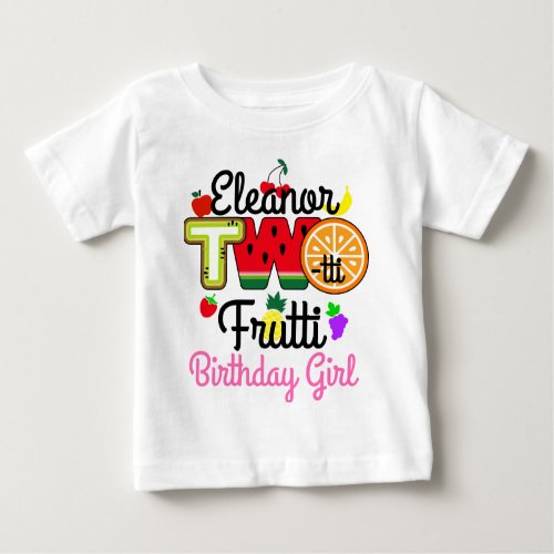 Twotti Fruitti Birthday Girl Pink  Tuitti Fruity  Baby T_Shirt