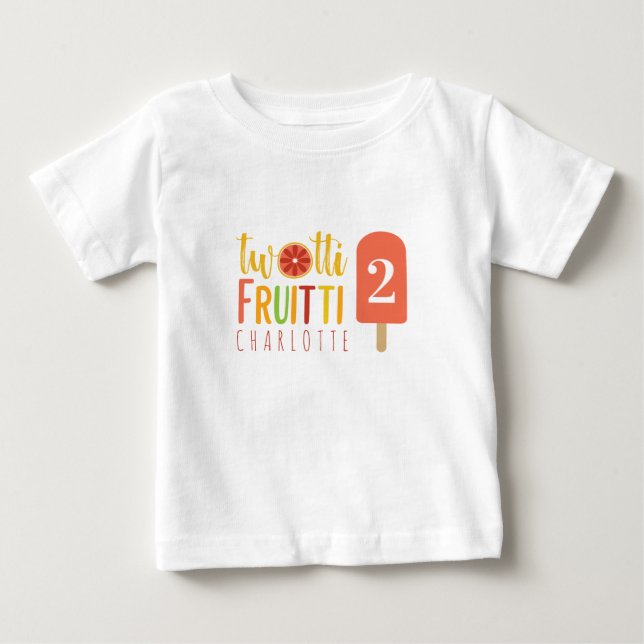 Twotti Fruitti Citrus Ice Pop Second Birthday Baby T-Shirt (Front)