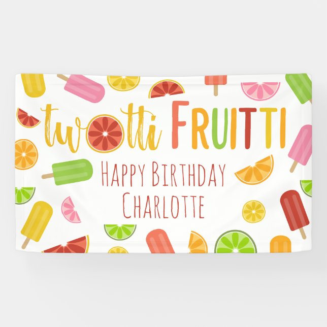 Twotti Fruitti Citrus Ice Pop Second Birthday Banner (Horizontal)