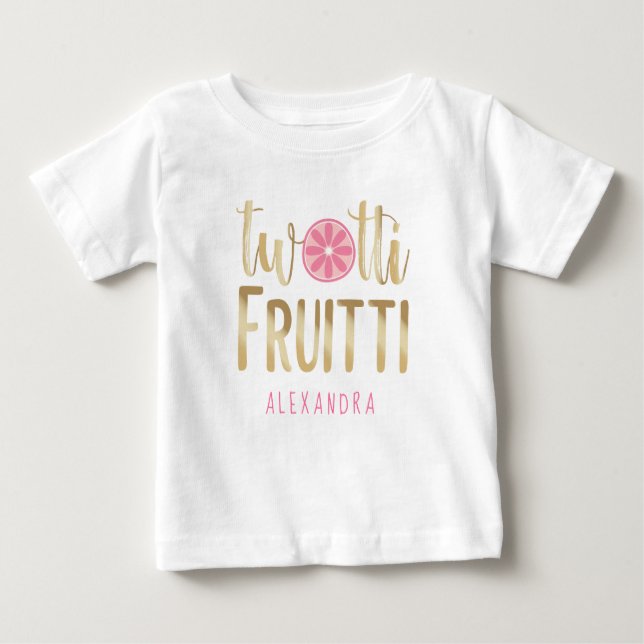 Twotti Fruitti Pink Lemon Second Birthday Baby T-Shirt (Front)