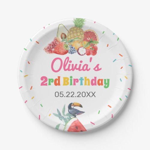 Twotti Fruitti Tropical Fruits Toucan Birthday Paper Plates