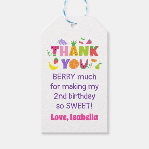 TWOtti Fruity 2nd Birthday Party Favor Tag