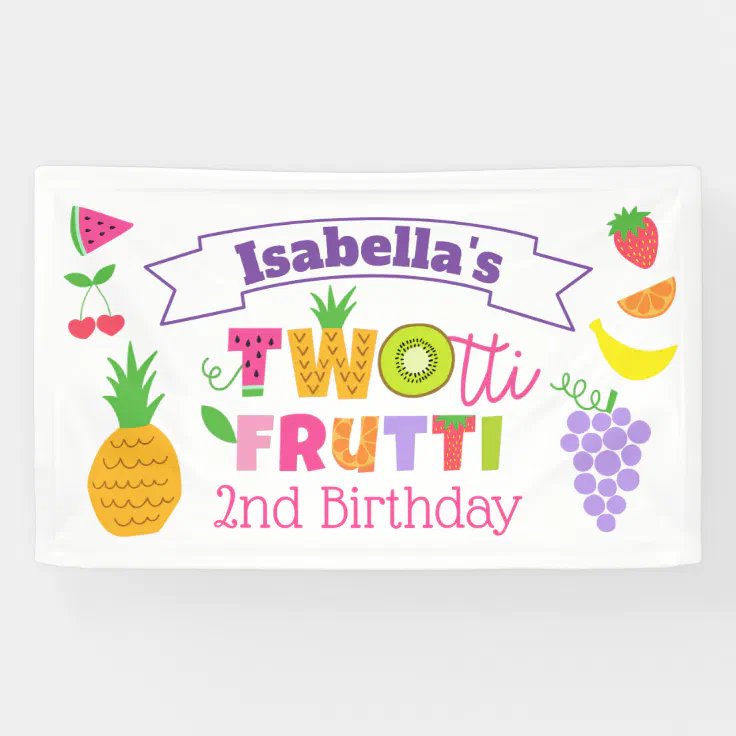 TWOtti Frutti 2nd Birthday Banner | Zazzle