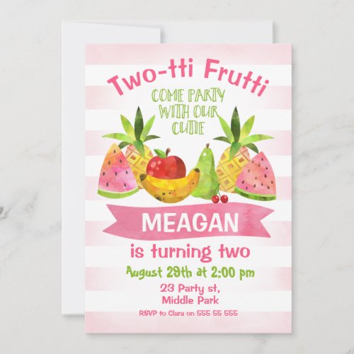 Twotti Frutti 2nd Birthday Invitation