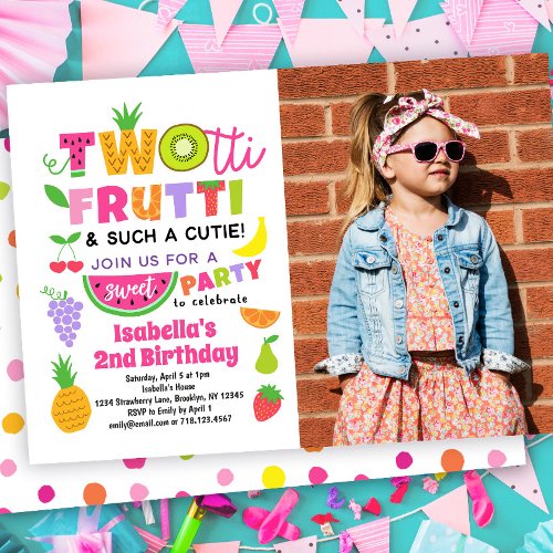 TWOtti Frutti 2nd Birthday Invitation with Photo