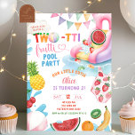 TWOtti Frutti 2nd Birthday Pool Party Invitation<br><div class="desc">TWOtti Frutti 2nd Birthday Pool Party Invitation,  Summer Waterslide Birthday Invite,  Editable Fresh Fruits Pool Party Birthday</div>