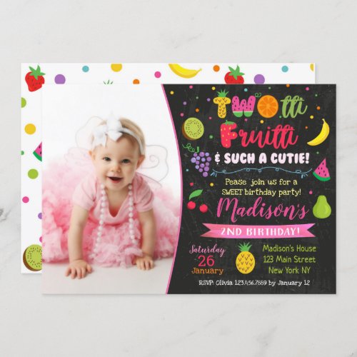 Twotti frutti birthday party invitation