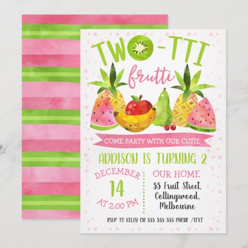 Twotti Frutti Birthday Party Invitation