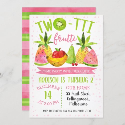 Twotti frutti birthday party invitation