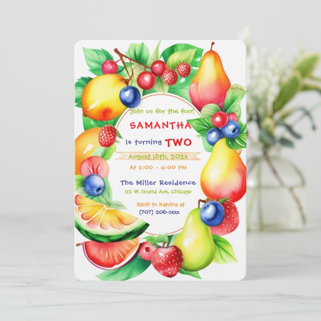 Twotti Frutti Birthday Party template (Standing Front)