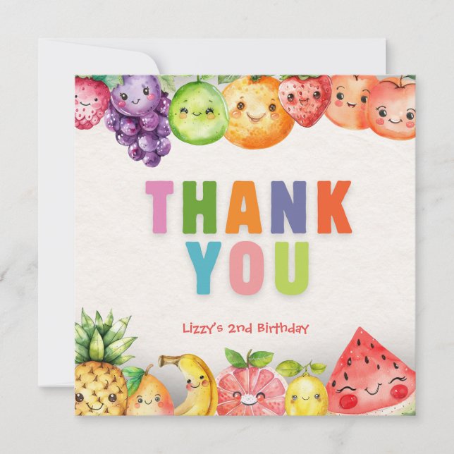 Twotti Frutti Fruit Theme Thank you card (Front)