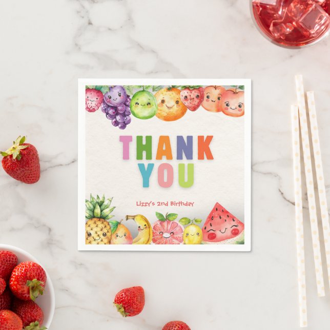 Twotti Frutti Fruit Theme Thank you Napkins (Insitu)