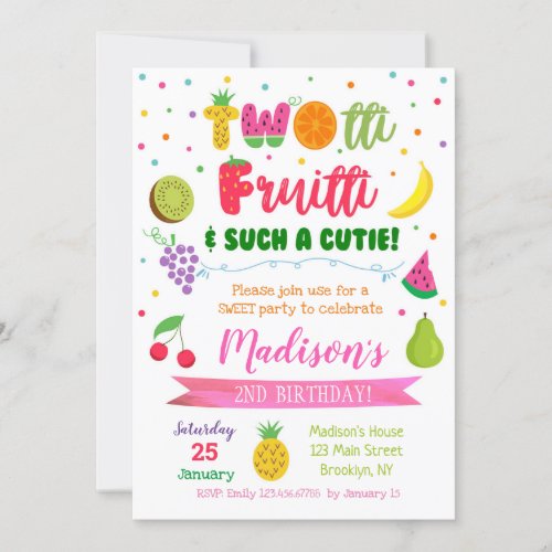 TWOtti Frutti Fruits Birthday Party Invitations