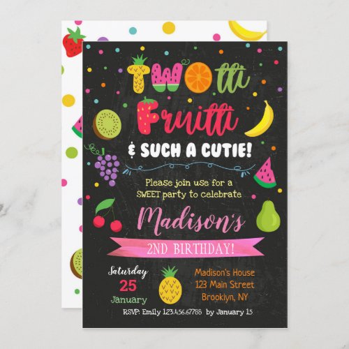 Twotti Frutti Fruits Birthday Party Invitations