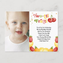 Twotti Frutti Fruity Second Birthday Thank You Postcard