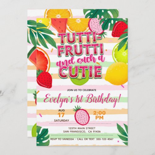 Twotti frutti or Tutti Frutti Party Invitation