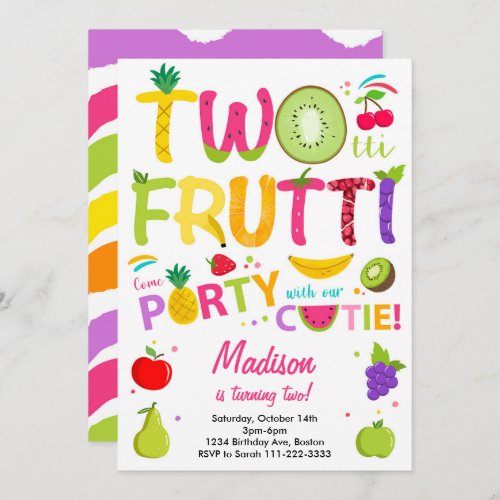 Twotti Frutti Party Cutie Birthday Invitation