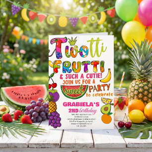 TWOtti Frutti Tropical  fruit 2nd girl birthday Invitation